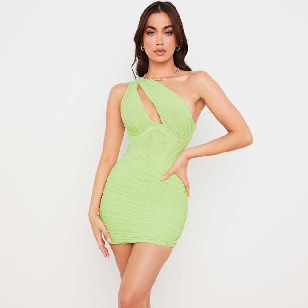 House of CB Clementine Lime Cut Out Mini Dress